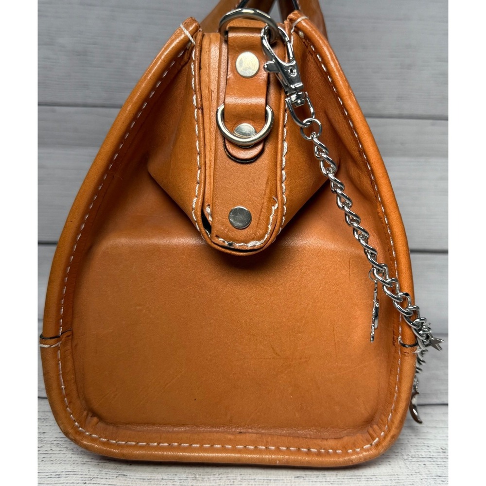 Montana Silversmiths Tooled Leather Satchel Western‎ Buckle Bag Brown Handbag - Picture 4 of 11